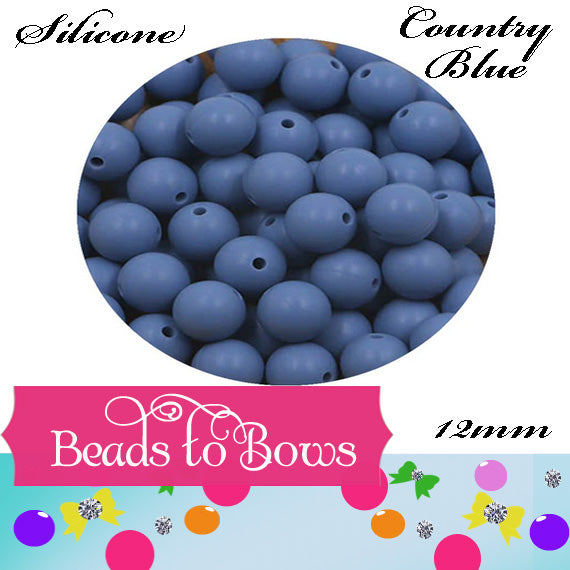 Silicone solids 15mm Country Blue Silicone Beads, Solid White Silicone beads, Key Ring Beads, Food Grade Silicone Beads
