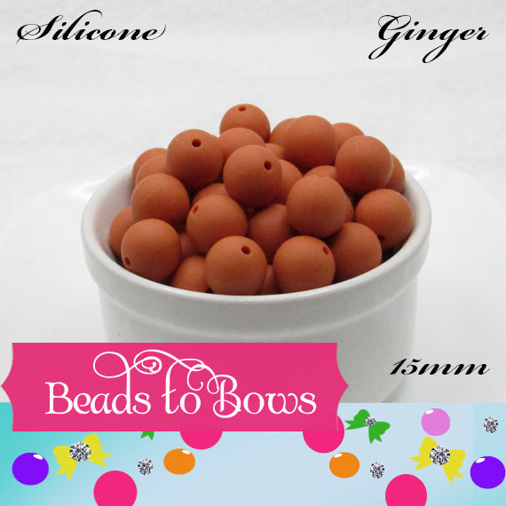 Silicone solids 15mm Ginger Snap Silicone Bead, Teething Silicone Beads, Beadable Pen Beads