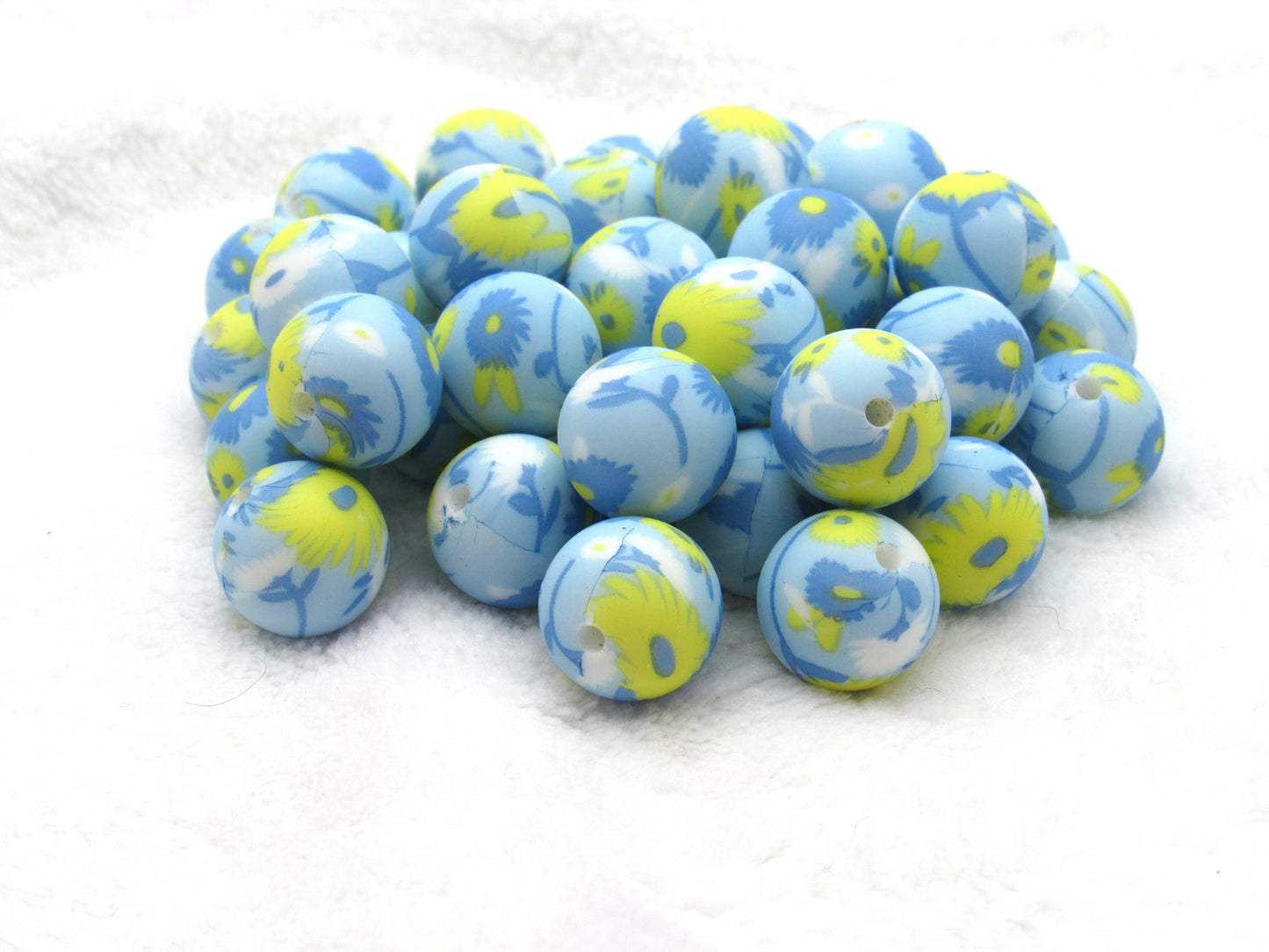 Prints In Blue and Yellow Blossoms printed in a colorful designs