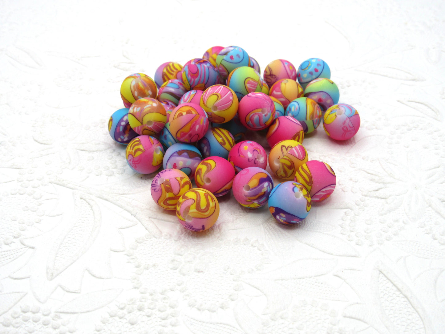 Silicone Prints 15mm Colorful marble patches with a beautiful mix of colorswith swirl patterns