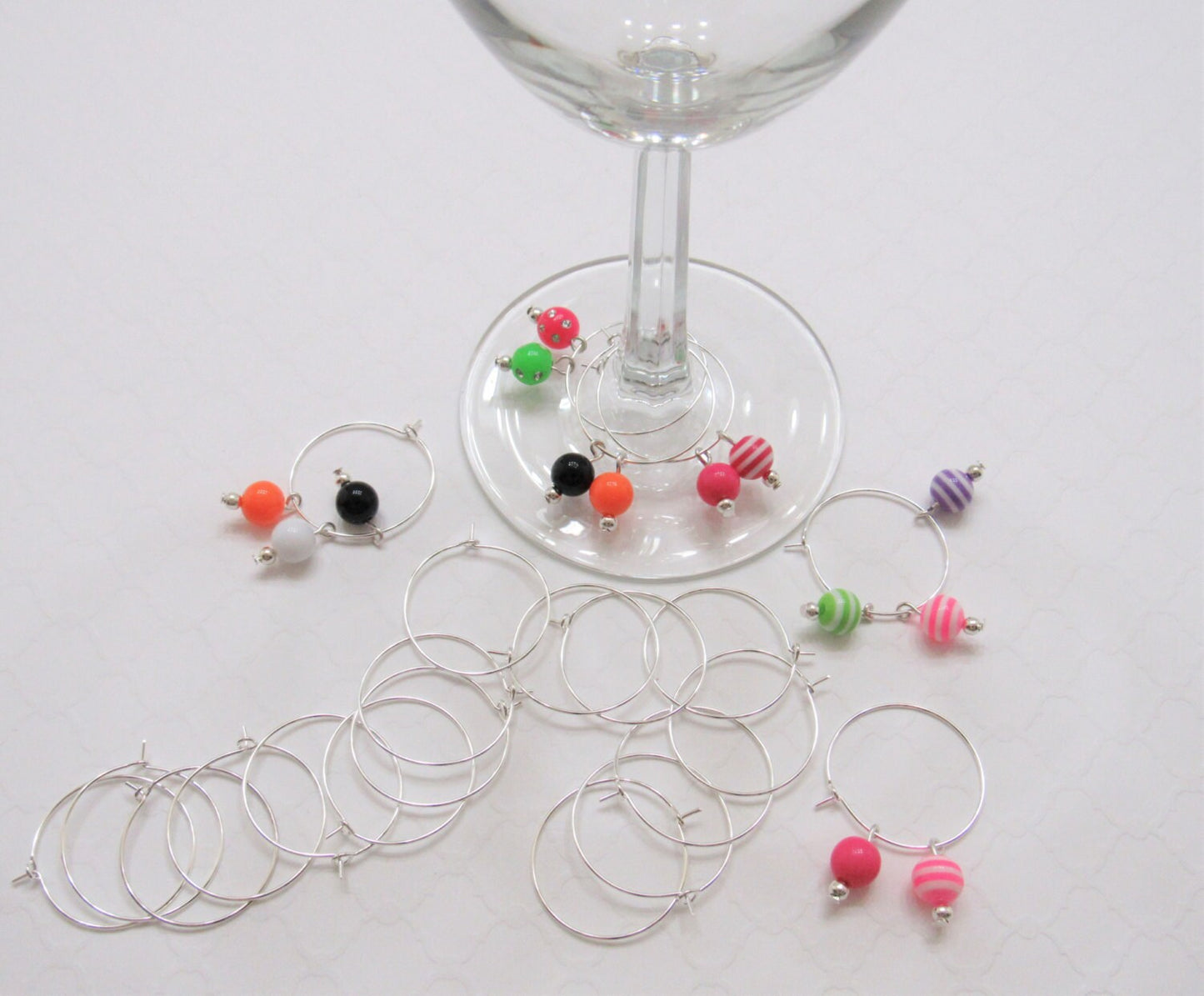 25mm Wine Glass Charm Holders, Shinny Silver Wine glass charms, Wine glass Hoops, Wine Glass Rings, Earring Hoops, Silver Earring Hoops