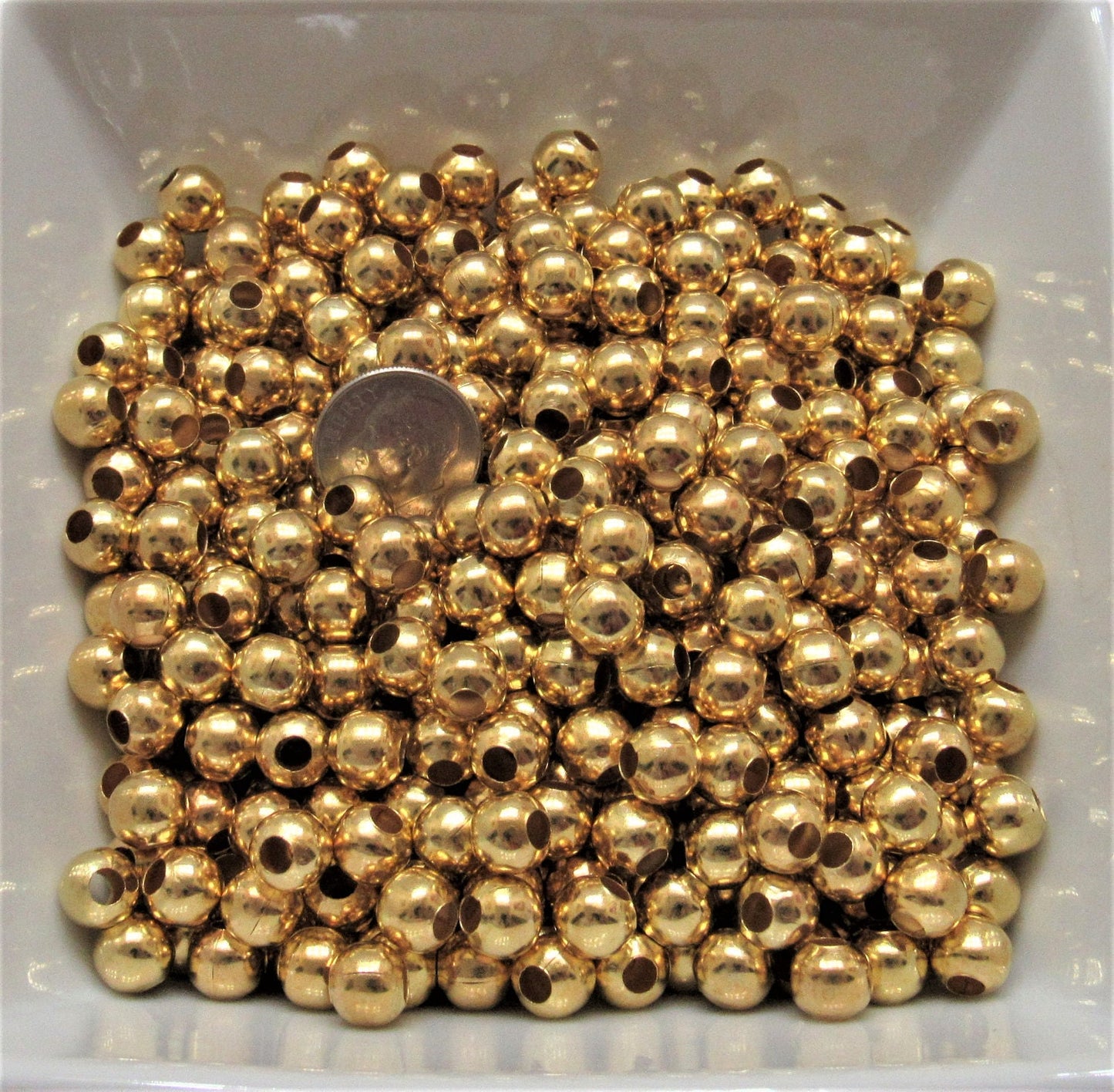 8mm Shinny Gold Spacer Beads, 5mm Hole, Gold Bubblegum Spacer Beads, Chunky Gold Spacer Beads, Gold Bubblegum Bead Spacer Bead,Metal Bead