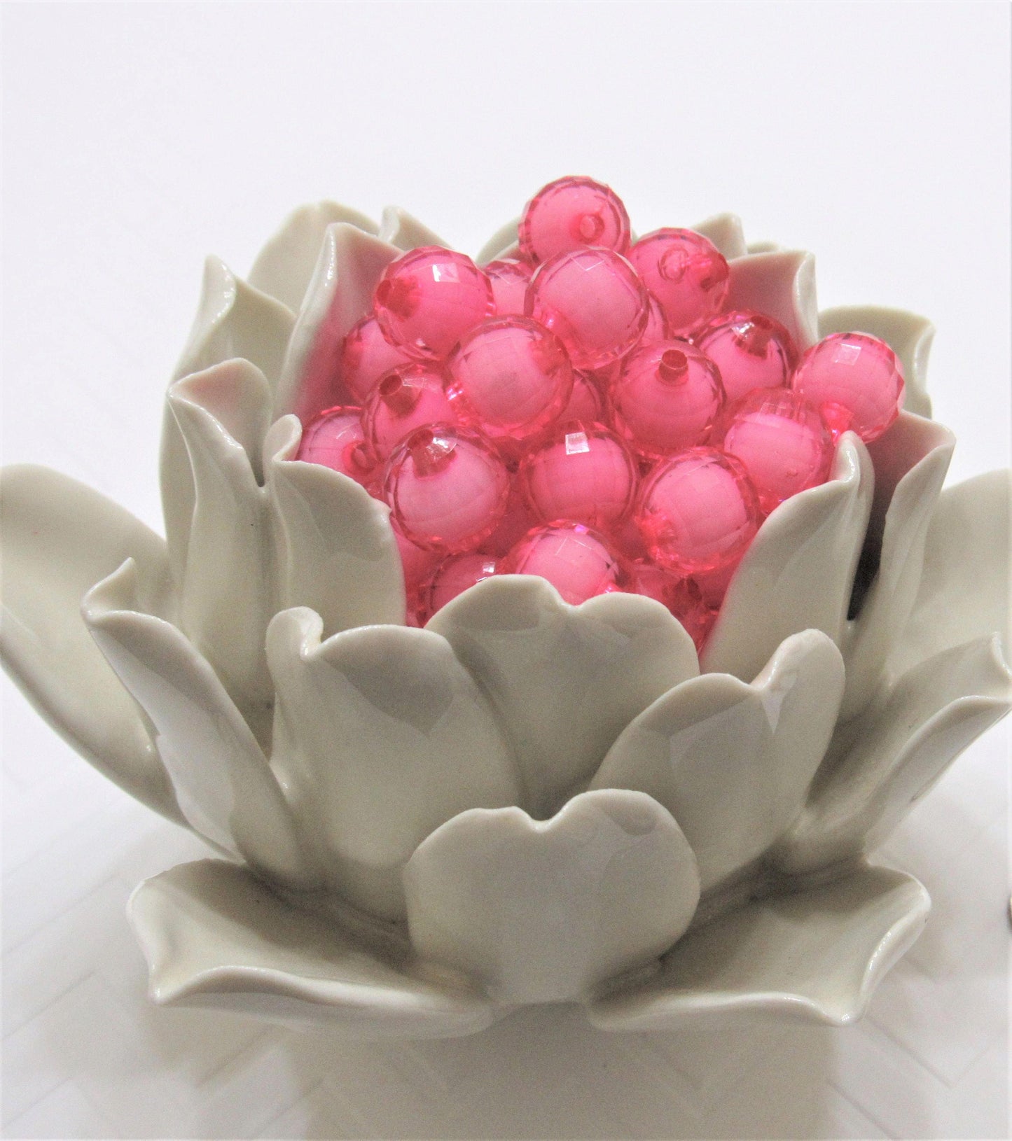 Hot Pink 12mm Bead In A Bead, Bubblegum Beads, Faceted Bead, Transparent Bubblegum Bead, Necklace Supply Bead, Jewelry Bead