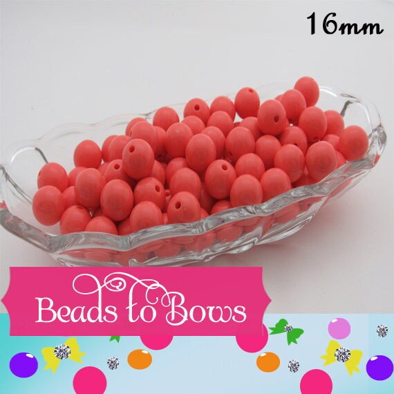 10 Coral 16mm Bubblegum Beads 2.00 Chunky Solid Beads, Bubblegum Bead Supply, Acrylic Bubblegum Beads, Chunky Bead Supply, Gum Ball Bead