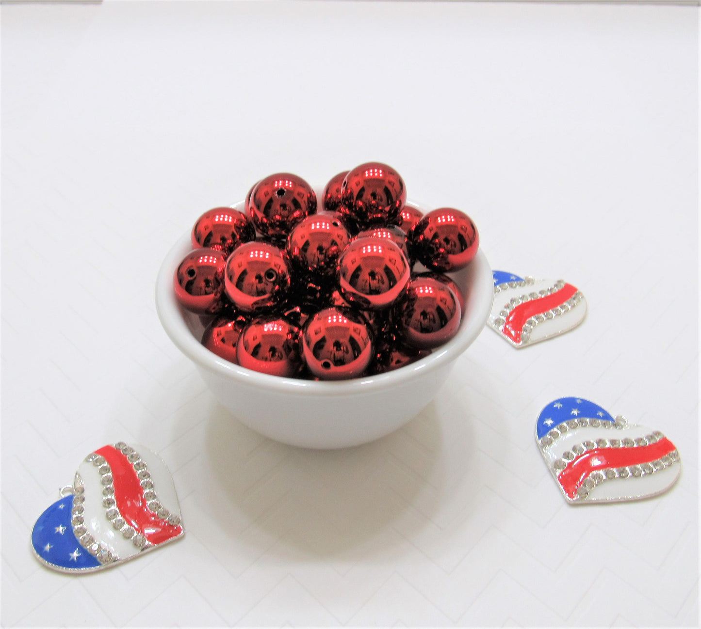 Shinny Red 20mm UV Bubblegum Bead, July 4th Chunky Bead Supply, Gumball Beads, Jewelry Bead Supply, Bubblegum Bead, Shinny Bubblegum Bead