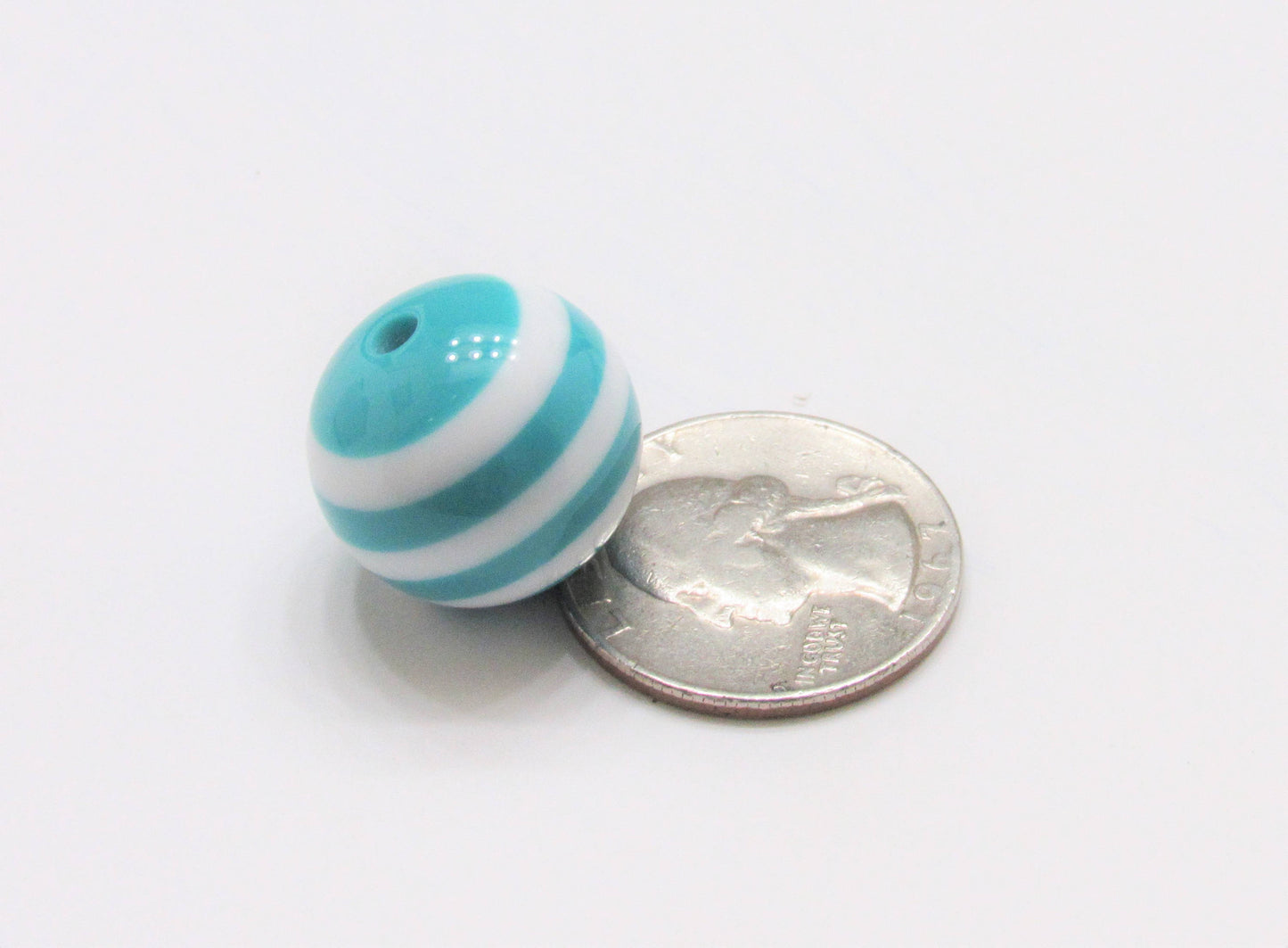20mm Cyan Striped Bubblegum Beads, Bubblegum Beads, Chunky Acrylic Striped Gumball Beads, Round Chunky Bubblegum Beads, Bead Supply
