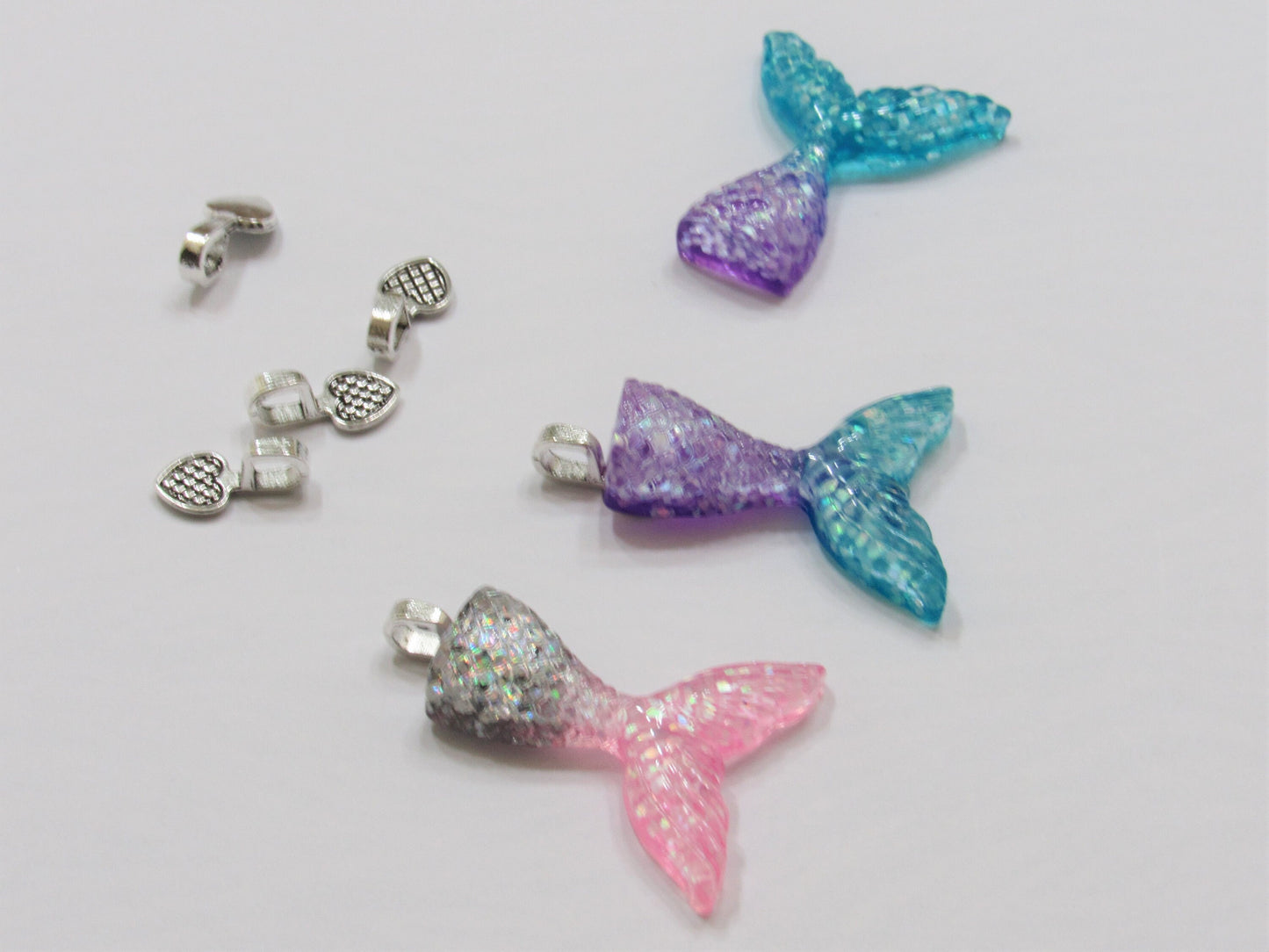 3 Ct 1.29 Glitter Mermaid Cabochons, Pendant, Scrapbook Finding, Phone Cases Deco, Purse Charm, Card Making Supply