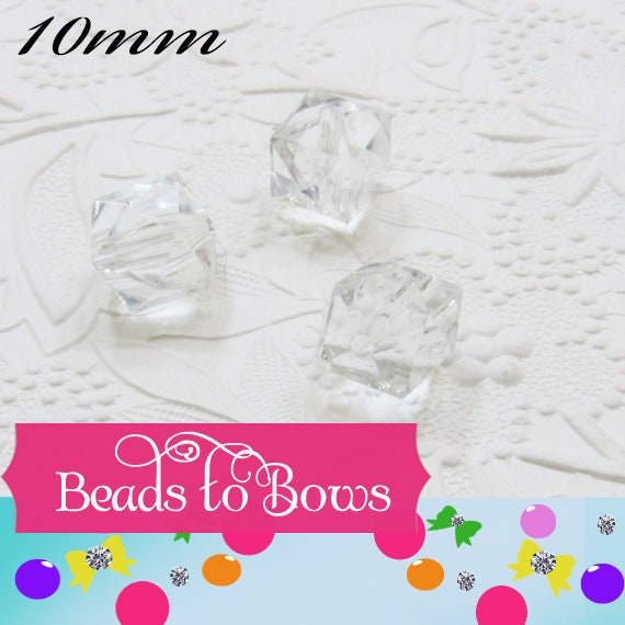 20mm Clear Faceted Ice Cube Beads, Chunky Ice Cube Bead, Bubblegum Bead, Square Transparent Beads, Chunky Necklace Bead