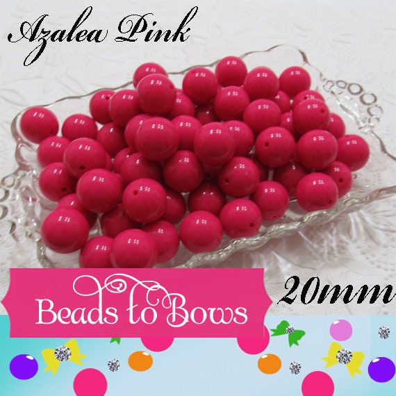 20mm Azalea Pink Bubblegum Beads, Acrylic beads, Round Gumball Beads, Chunky Bubblegum Beads, Bubblegum Necklace Supply, Beading Supply