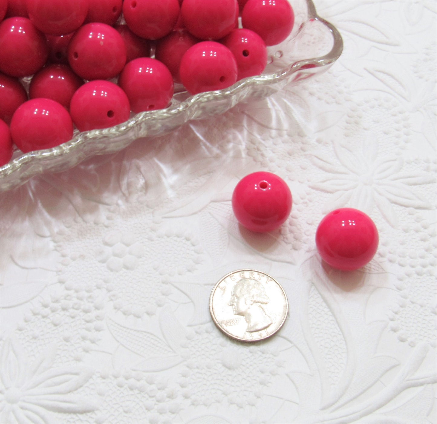20mm Azalea Pink Bubblegum Beads, Acrylic beads, Round Gumball Beads, Chunky Bubblegum Beads, Bubblegum Necklace Supply, Beading Supply