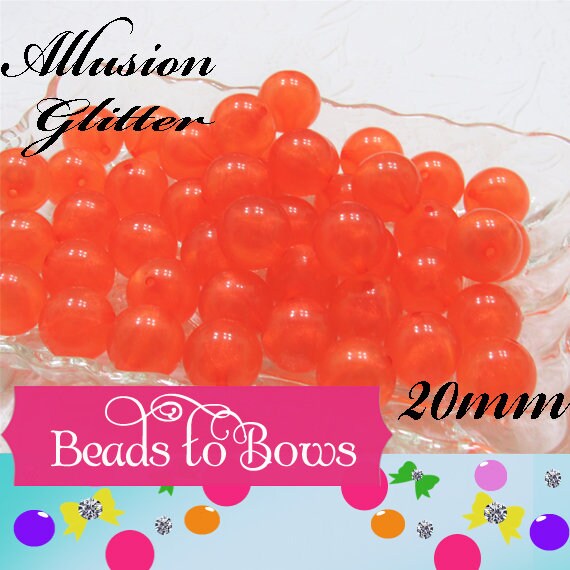 NEW 20mm Orange Allusion Glitter Bubblegum Beads, Chunky Beads, Bubblegum Glitter Beads, Chunky Beads, Chunky Bead Supply, Glitter Bead