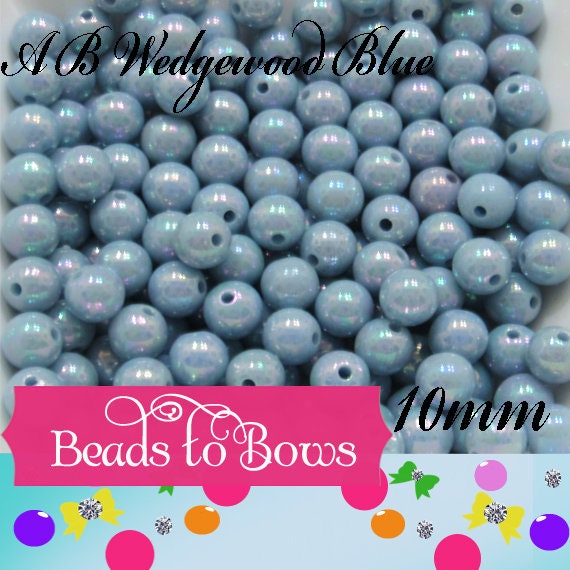 NEW 10mm A B Wedgewood Blue Bubblegum Beads, Chunky Bubblegum Beads, Gumball Beads, Acrylic Beads, Fairy Kawaii Bead, Chunky Bubblegum Bead