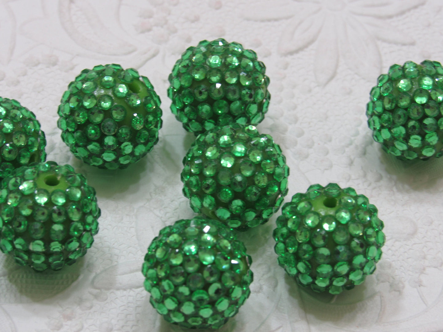 New 20mm Green Rhinestone Bubblegum Beads, Chunky Bubblegum Rhinestone Bead, Chunky Beads, DIY Chunky Necklace Beads, Jewelry Supply