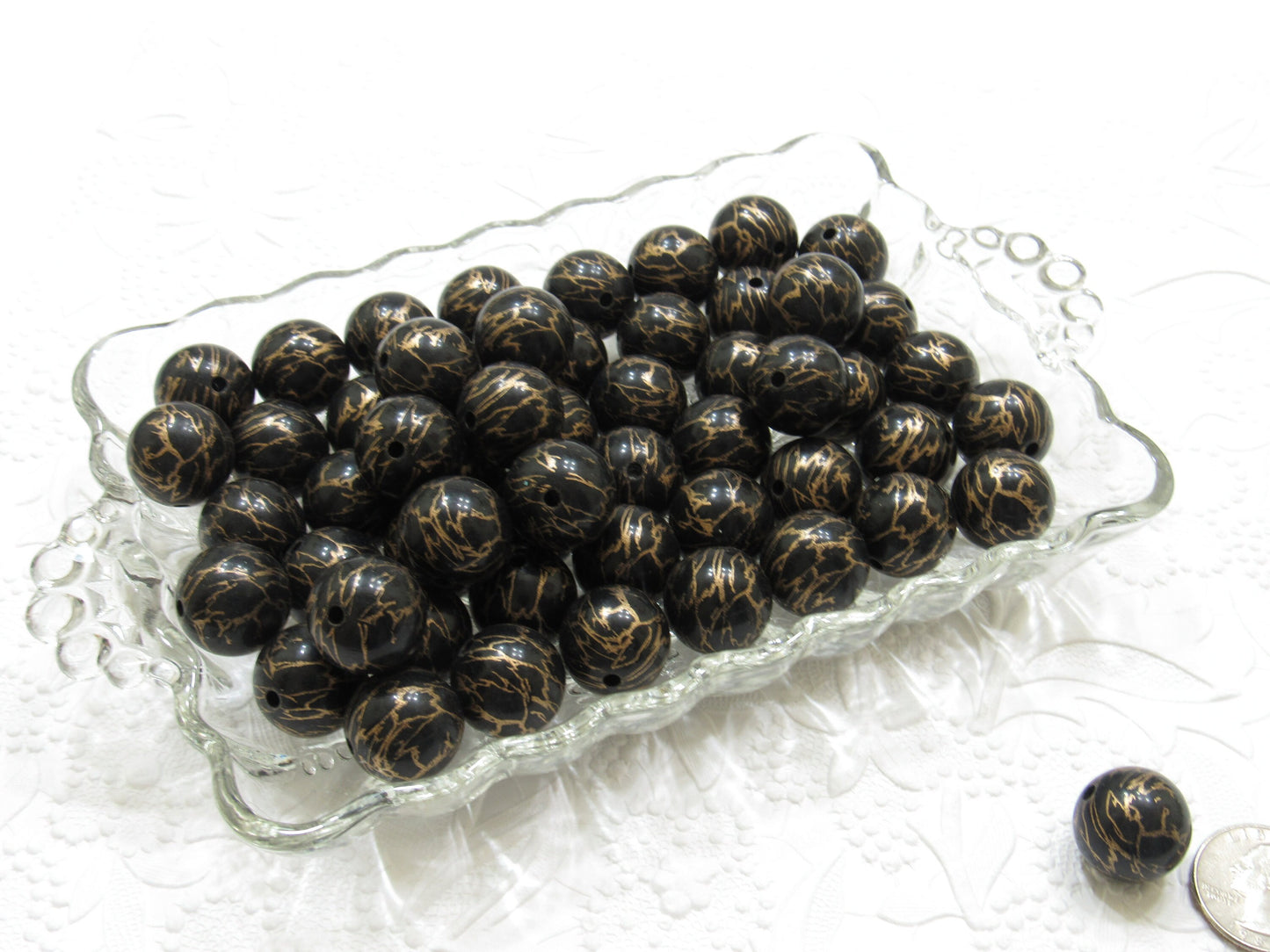 20mm Black And Gold White And Gold Lightening Bubblegum Beads, Chunky Gumball Beads, Bubblegum Beads, Chunky LIghtening Beads