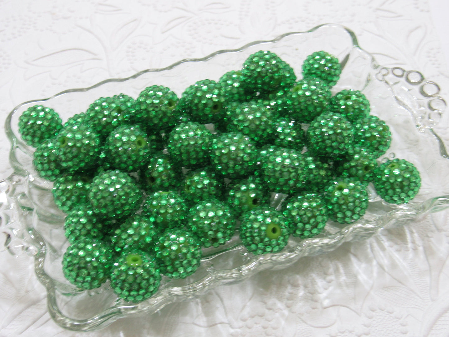 New 20mm Green Rhinestone Bubblegum Beads, Chunky Bubblegum Rhinestone Bead, Chunky Beads, DIY Chunky Necklace Beads, Jewelry Supply