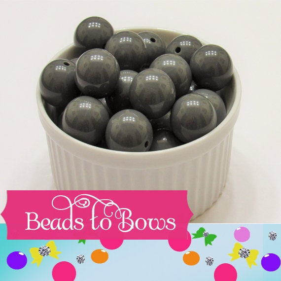 20mm Grey Chunky Bubblegum Beads, Acrylic Beads, Gumball Beads, Chunky Beads, Chunky Necklace Supply Beads, Bubblegum Jewelry Supply