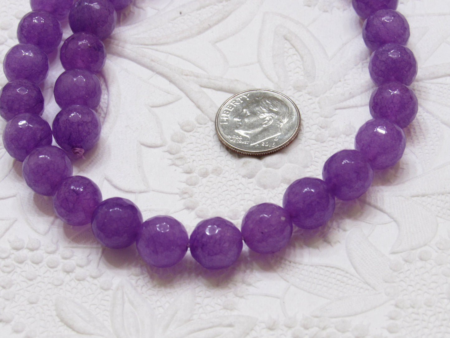 Natural Malaysia Purple Jade 10mm Beads, 14 inch Strand, 37 piece strand, Dyed Natural Malaysia Jade Coral Beads
