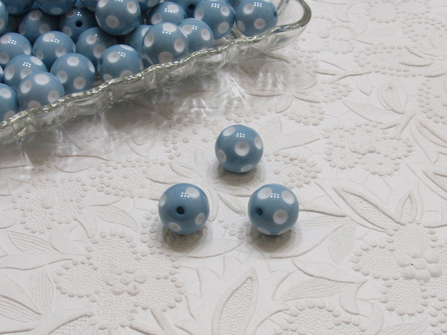 20mm Polka Dot Millennium Blue Beads, Bubblegum Beads, Polka Dot Beads, Chunky Acrylic Dotted Beads, Chunk Necklace Supply Bead
