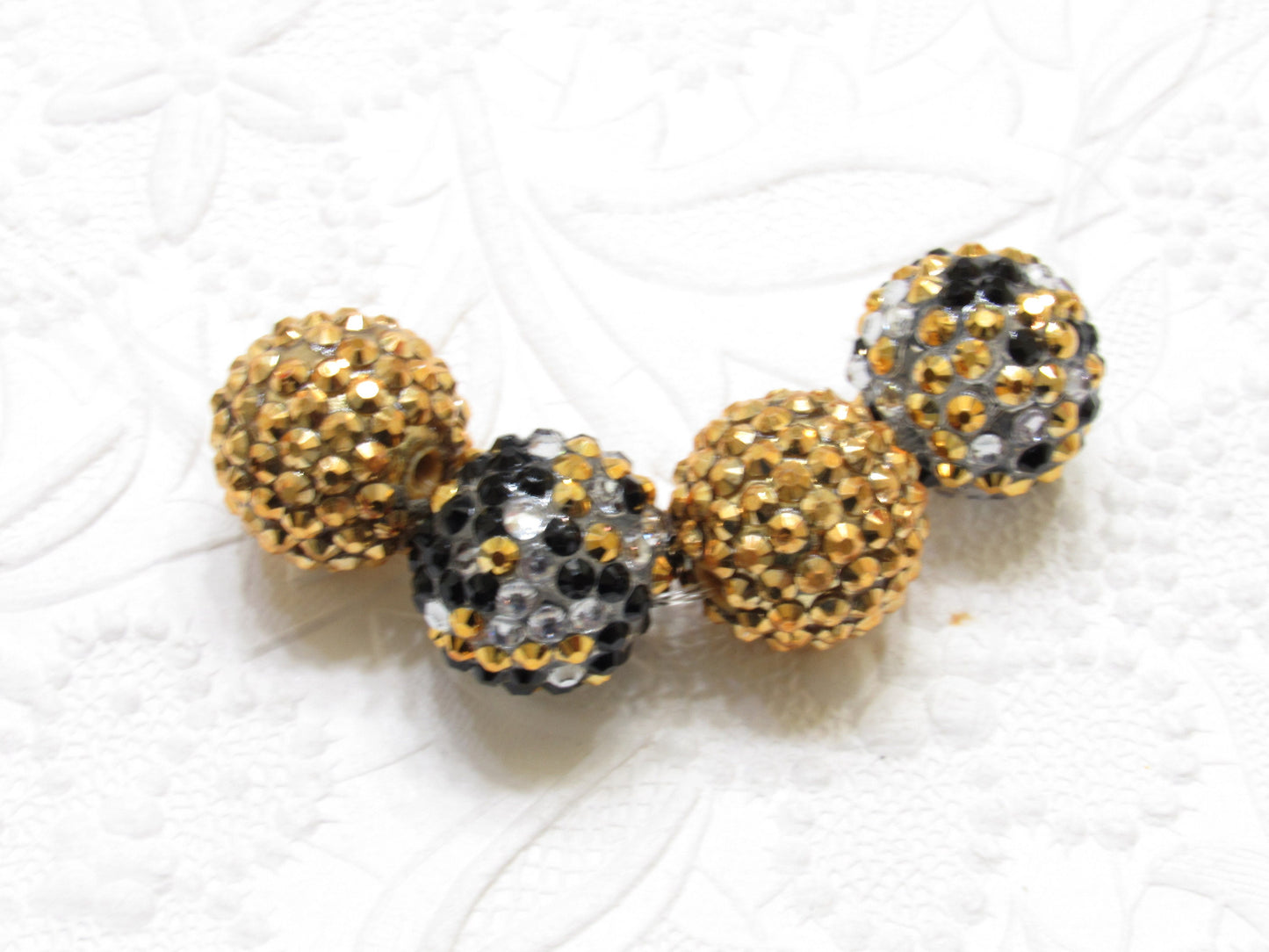 NEW 20mm Black And Gold Confetti Rhinestone Beads, Bubblegum Rhinestone Beads, Chunky Rhinestone Beads, Chunky Bead Supply