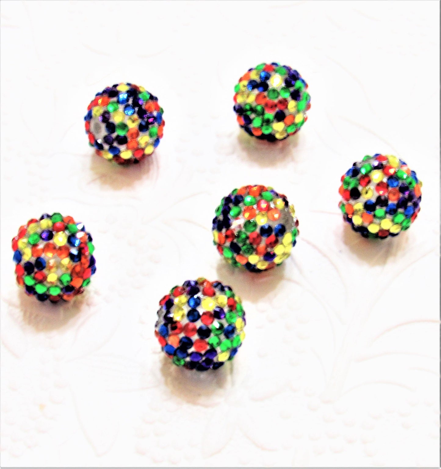 20mm Red, Blue, Green, Yellow, Confetti Beads, Bubblegum Rhinestone Beads, 20mm Rhinestone Beads, Jewelry Supply