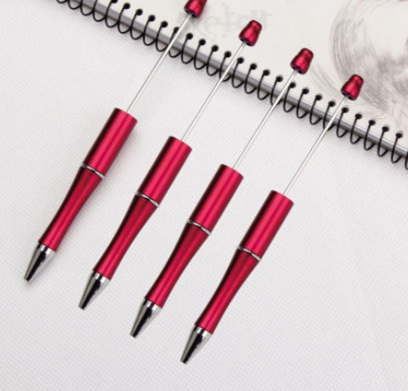 Red Bubblegum Beadable Pen Blanks, Beadable Pen, DIY Plastic Beadable Pens, Black Ink