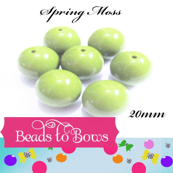 NEW 20mm Spring Moss Beads, Chunky Necklace Supply Bead, Round Acrylic Beads, Bubblegum Beads, Chunky Bubble Beads