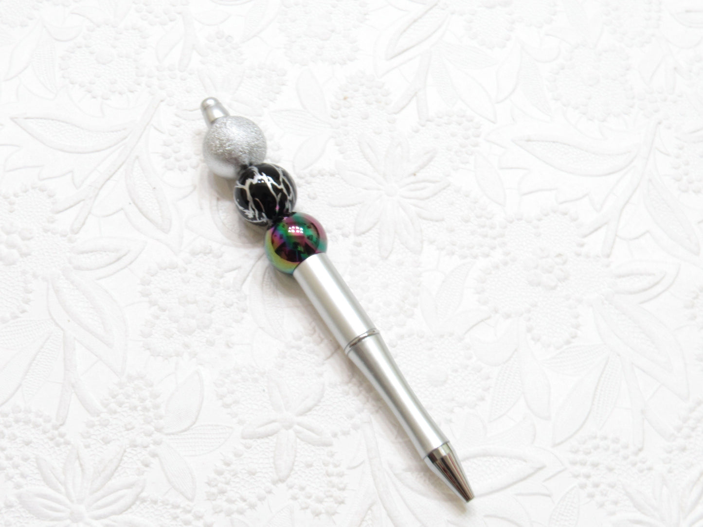3 for 5.00 DIY Silver Bubblegum Beadable Pen, Beadable Pen Blanks, Lightweight Pen, DIY Plastic Beadable Pens, Black Ink
