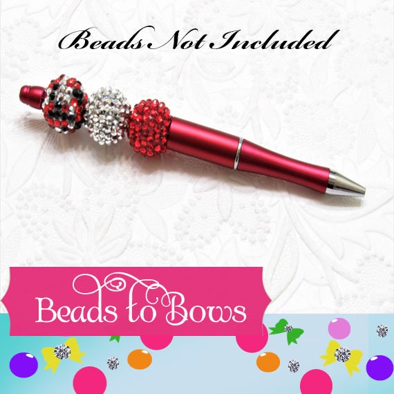 Red Bubblegum Beadable Pen Blanks, Beadable Pen, DIY Plastic Beadable Pens, Black Ink