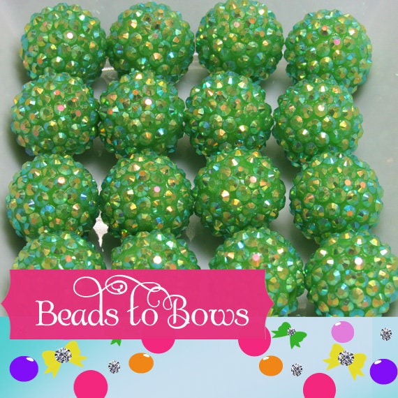 20mm AB Green Rhinestone Bubblegum Beads, Chunky Bubblegum Rhinestone Bead, Chunky Beads, DIY Chunky Necklace Beads, Jewelry Supply