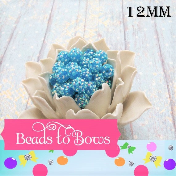 12mm AB Turquoise Rhinestone Beads, Chunky Bubblegum Beads, Gumball Beads, Rhinestone Beads, 12mm Chunky Necklace Supply Beads