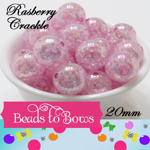 20mm Rasberry AB Crackle Beads, Bubblegum Beads, Chunky Crackle Beads, Acrylic Round Gumball Beads, Chunly Bead Supply,