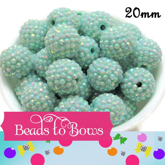 10 Aqua 20mm AB Rhinestone Beads, Bubblegum Bead, Chunky Rhinestone Gumball Beads, Bubblgum Bead Supply, Chunky DIY Bead Supply