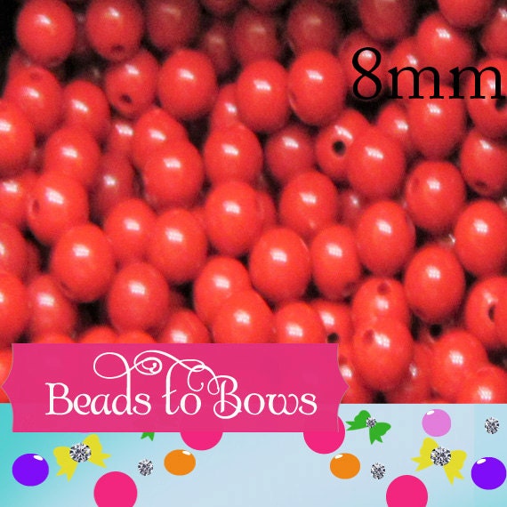 8mm Chunky Red Bead, Gum Ball Beads, Bubblegum bead, Bottle cap bead, Acrylic Beads, Red Bubble Gum Beads, Beading Supply, Red spacer bead