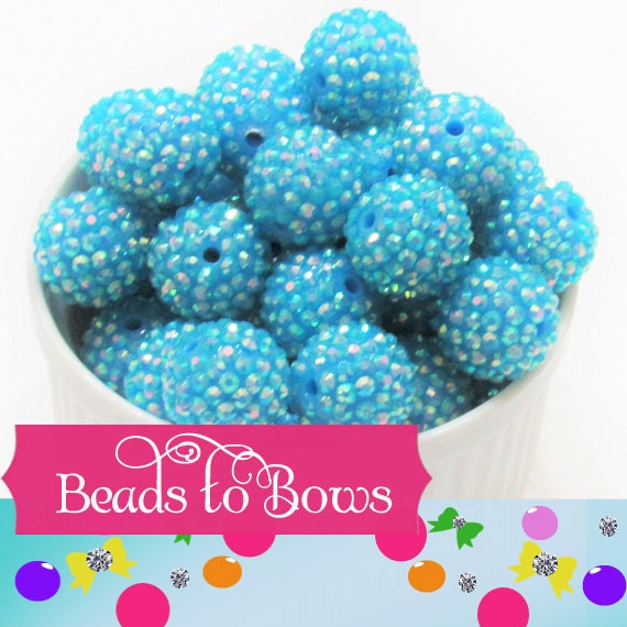 Sale 20mm Turquoise Rhinestone Beads, Bubblegum Beads, Rhinestone Gumball Beads, Chunky Rhinestone Beads, DIY Chunky Necklace Supply Bead