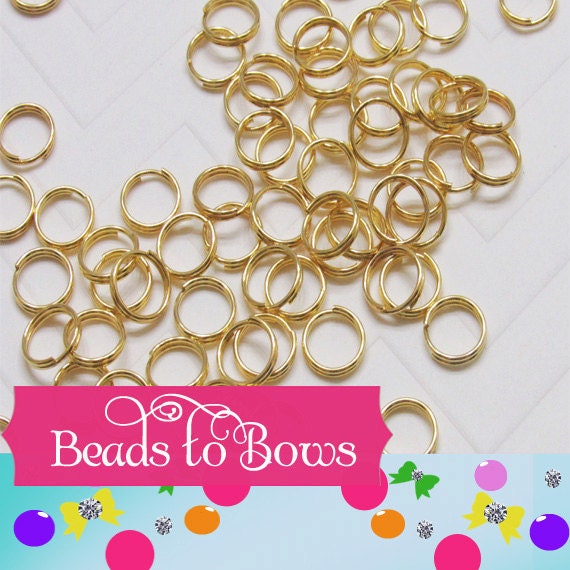Quality Gold 8mm DOUBLE LOOP Split Rings, Qty 200 or 300 Strong Double Loop Split Rings DOUBLE Split Rings Hold There Shape