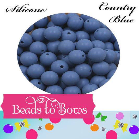 Silicone solids 15mm Country Blue Silicone Beads, Solid White Silicone beads, Key Ring Beads, Food Grade Silicone Beads