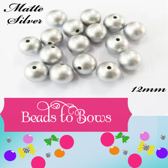 12mm Matte Silver Bubblegum Bead, Chunky 12mm Striped Beads, Chunky Bead