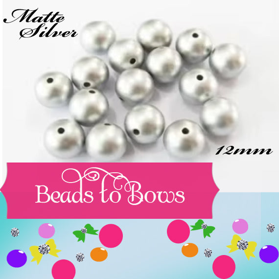 12mm Matte Silver Bubblegum Bead, Chunky 12mm Striped Beads, Chunky Bead