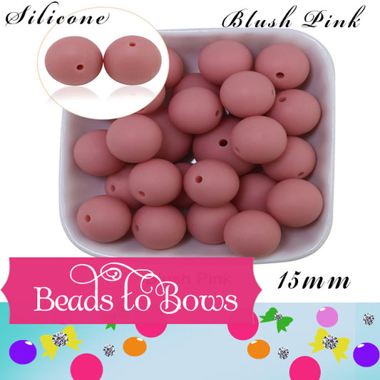 Silicone solids 15mm Blush Silicone Beads,  Solid Blush Silicone beads, Key Ring Beads, Food Grade Silicone Beads