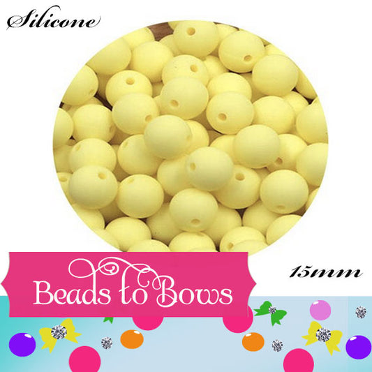 Silicone solids 15mm Cream Yellow Silicone Bead, Teething Silicone Beads, BeadedbPen Beads