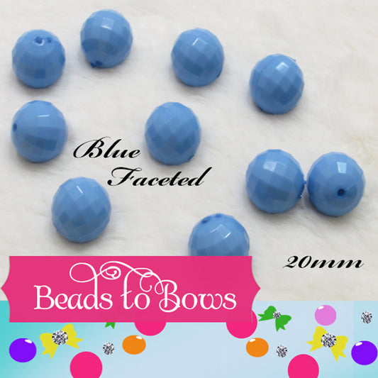 Faceted 20mm Blue Disco Bubblegum Beads