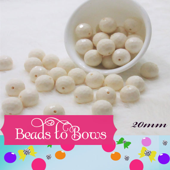 Faceted 20mm Ivory Disco Bubblegum Beads