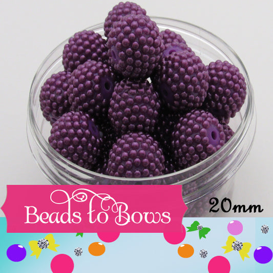 Rhinestone pearls 20mm, Dark Purple Pearl, Rhinestone Pearl beads, Bubblegum Pearls (Copy)