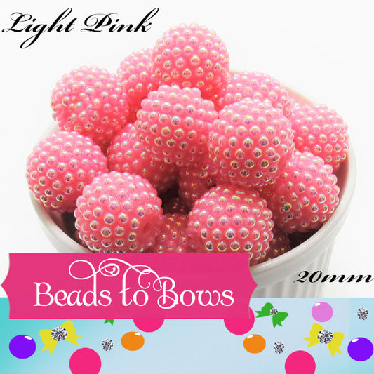 Rhinestone pearls, Pink 20mm Rhinestone Pearls, Bubblegum Beads
