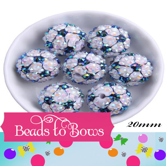 20mm AB Rhinestone Soccer Ball Beads, Clear Black and White Soccer Beads, Bubblegum Soccer Ball Beads, Chunky Necklace Supply Bead, Soccer Mom Sports Bead (Copy) (Copy) (Copy)