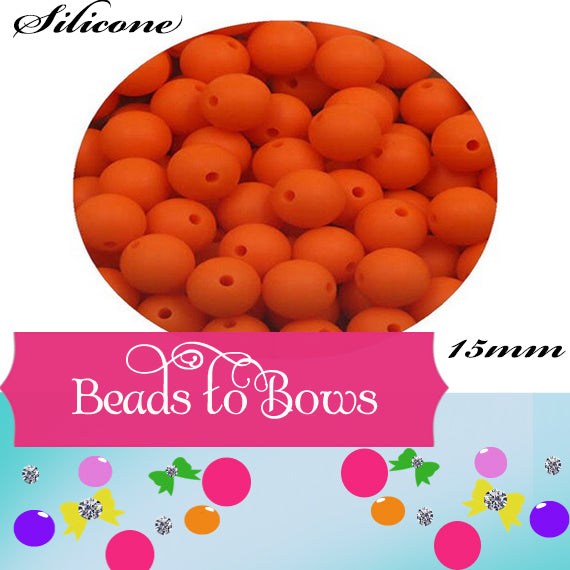 Silicone solid 15mm Orange Silicone Bead, Teething Silicone Beads, DIY Pen, Teething