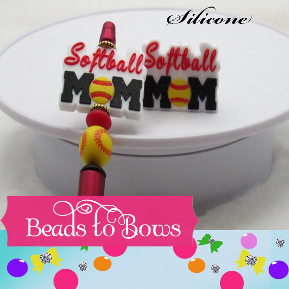 Softball Mom Silicone Focal Bead, Teething Bead, Pacifier bead, Key Chain Ornament (Copy) (Copy)