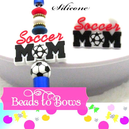 Soccer Mom Silicone Focal Bead, Teething Bead, Pacifier bead, Key Chain Ornament