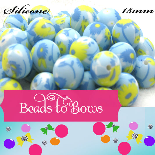 Prints In Blue and Yellow Blossoms printed in a colorful designs