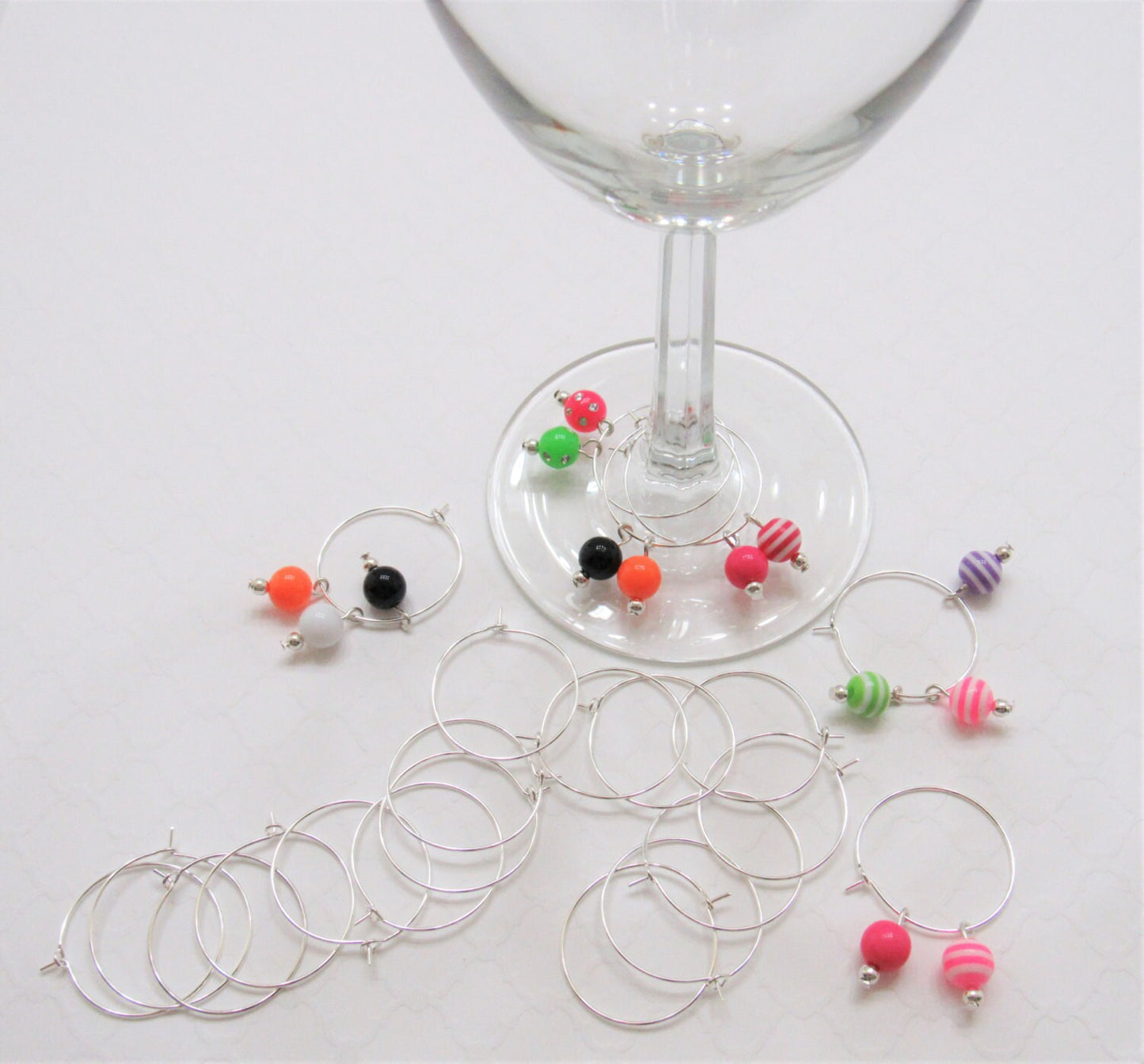 25mm Wine Glass Charm Holders, Shinny Silver Wine glass charms, Wine glass Hoops, Wine Glass Rings, Earring Hoops, Silver Earring Hoops